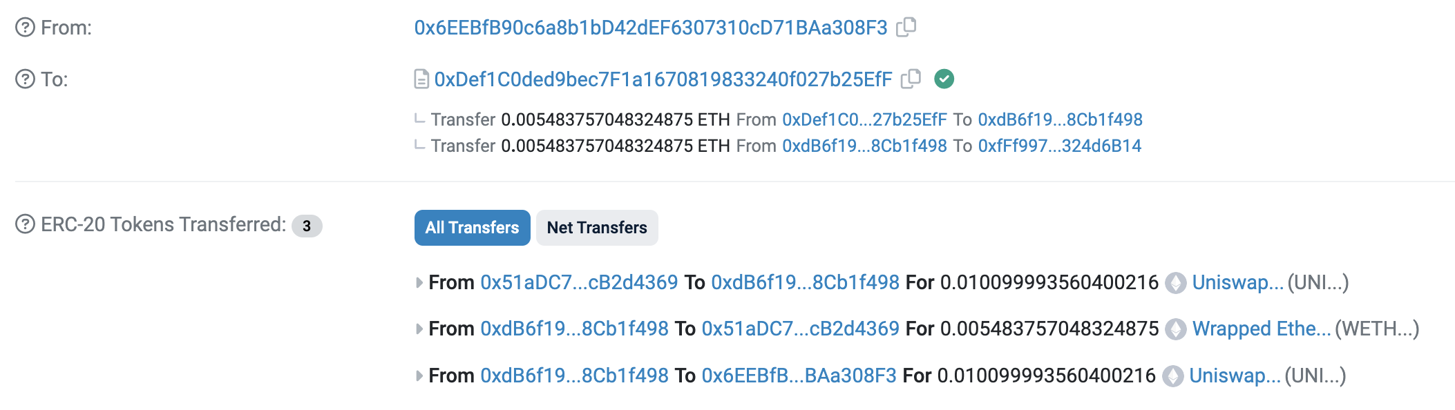 Sepolia tokens example